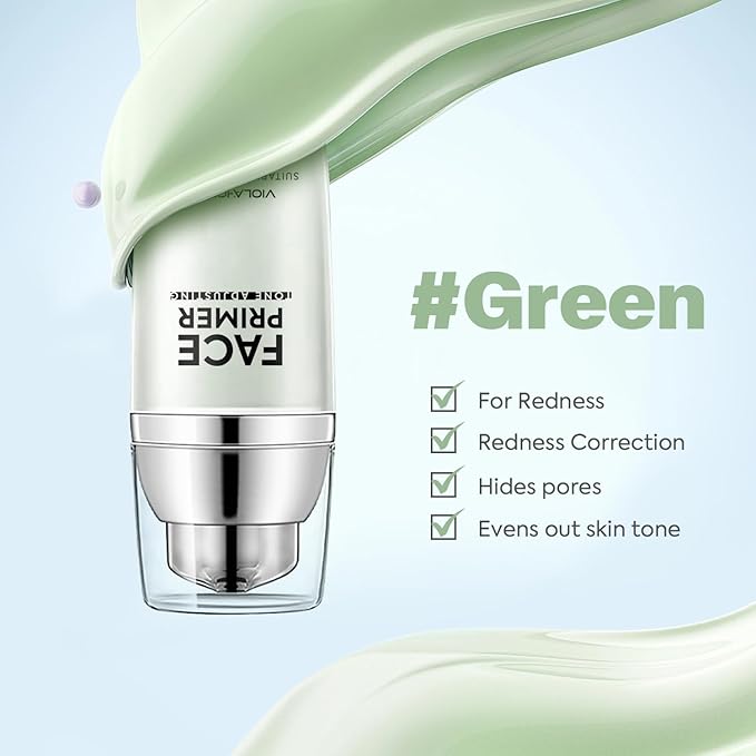 VIOLA HOUSE Face Primer, Tone Adjust Primer For Face Before Makeup-Refined, Bright And Smooth The Skin And Fills Fine Lines (Mint Green)-Velvo Beauty