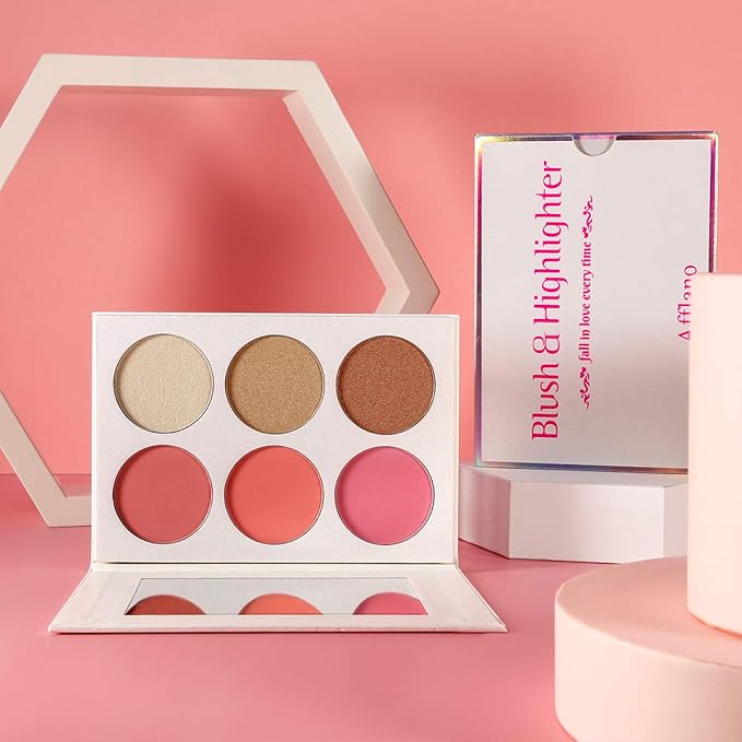 Blusher & Illuminator Highlighter & Bronzer Powder Contour Collection Set - 3 Blusher & 3 Highlighter Powder Palette - Perfect for Contouring and Highlighting - Vegan and Cruelty Free-Velvo Beauty