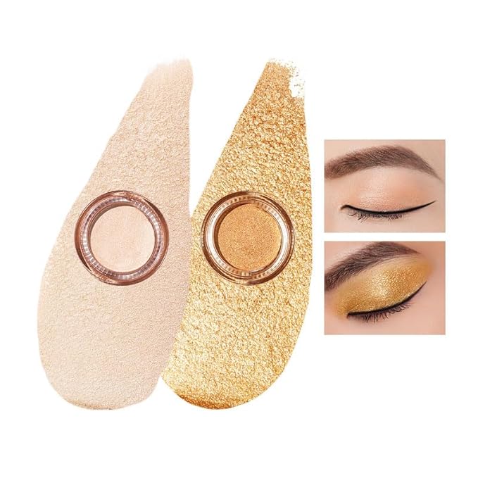 Oulac Cream Eyeshadow also for Highlighter Large Capacity Highly Pigmented Eye Shadow Waterproof &Long Lasting with Moisturizing Formula, Shimmer Glitter Eye Makeup. 6g.P05+17-Velvo Beauty