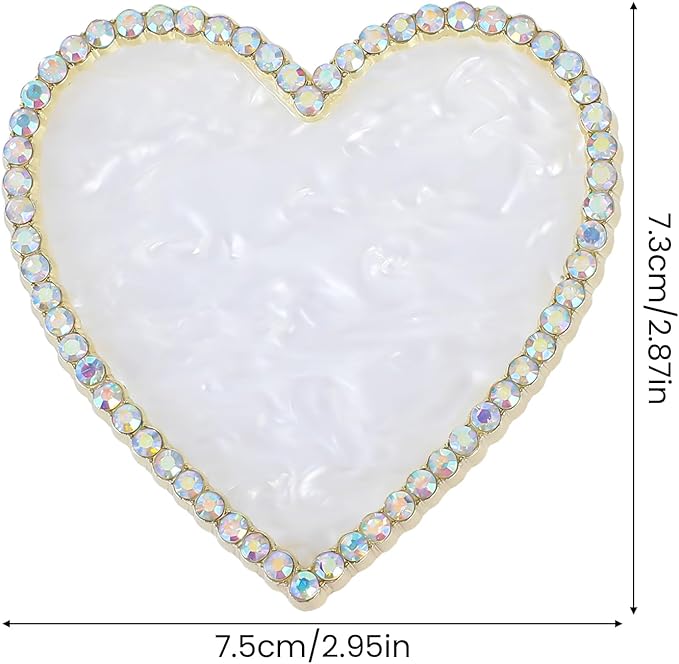Sibba Resin Nail Art Palette, Golden Edge Nail Mixing Palette with Diamond, Polish Color Mixing Plate, Nail Holder Display Board, Heart Shape Cosmetic Mixing Tools for Women and Girls(White)-Velvo Beauty
