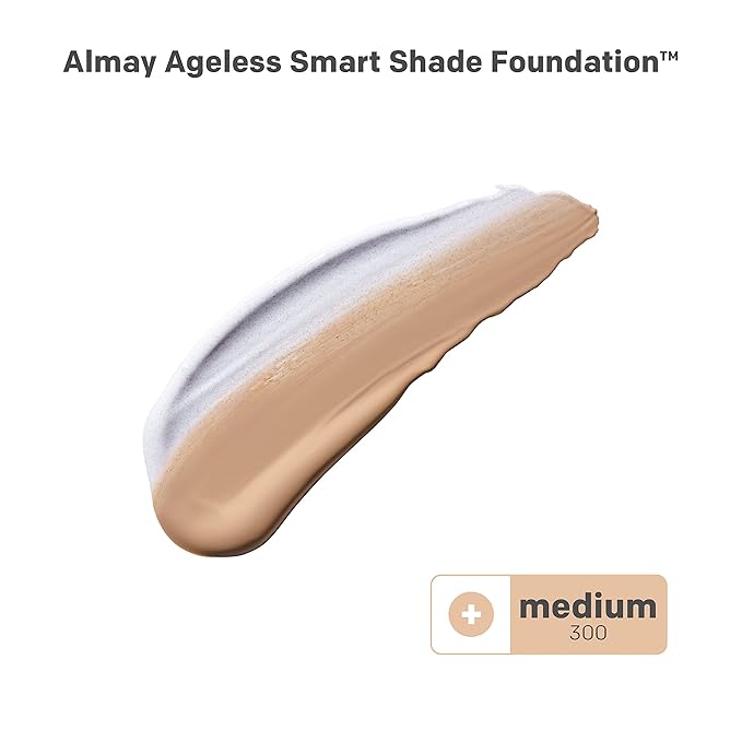 Almay Anti-Aging Foundation, Smart Shade Face Makeup with Hyaluronic Acid, Niacinamide, Vitamin C & E, Hypoallergenic-Fragrance Free, 300 Medium, 1 Fl Oz (Pack of 1)-Velvo Beauty