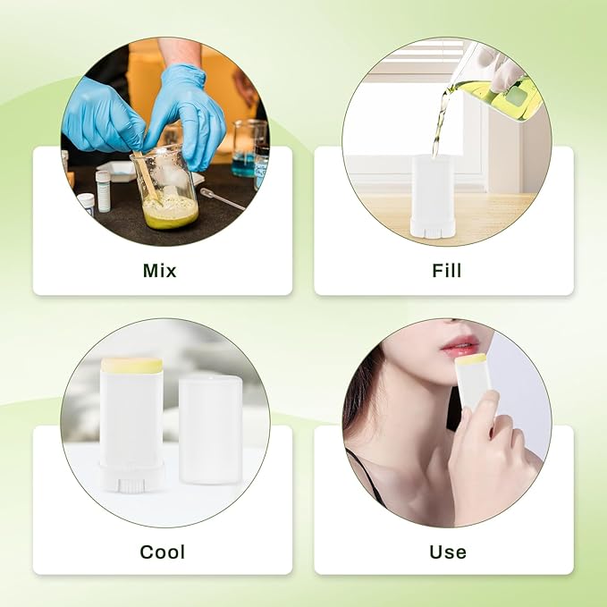 30 Pieces 15g/0.5oz White Oval Plastic Lip Balm Tubes,Empty Deodorant Bottles,Twist-Up Chap Stick Storage Containers for DIY Homemade Sunscreen Bar,Moisturizing Stick,Crayon-Velvo Beauty