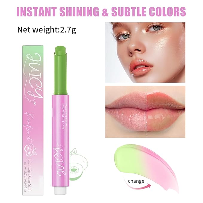 Juicy Lip Plump Shift, Click Melting Lip Balm Lasting Tint Hydrating & Nourishing Lip Care Moisturizer Glossy Color Changing Lip Gloss Non Sticky Lipstick Vegan Tinted Lip Balm (#4 Kiwifruit)-Velvo Beauty