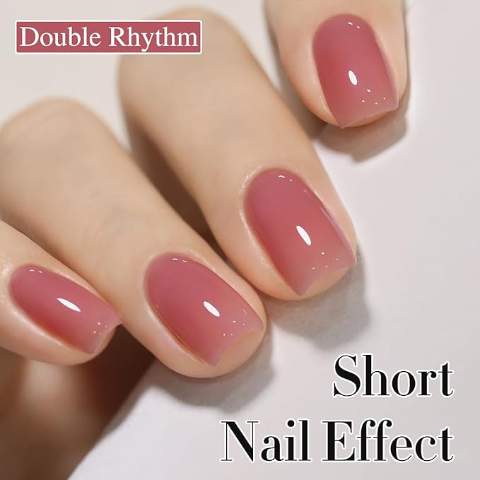 Double Rhythm Gel Polish Translucent Sheer Neutral Natural Light Milky Same Color Same Bottle 15ML Jelly Polish Art DIY at Home (Light Pink Purple-A1373)-Velvo Beauty