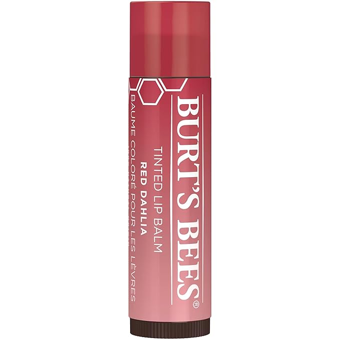Burt's Bees Lip Tint Balm with Long Lasting 2 in 1 Duo Tinted Balm Formula, Color Infused with Deeply Hydrating Shea Butter for a Natural Looking Buildable Finish, Fiery Red Dahlia (2-Pack)-Velvo Beauty