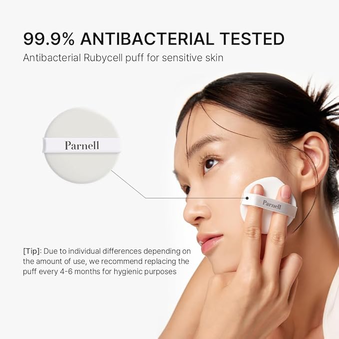 Parnell Cicamanu Serum Cushion - Moisturizing Foundation for Soothing, Coverage, Glass Skin and Lightweight for Sensitive and Dry Skin Pearl Skin (0.52 Fl Oz) (#21 Fair Ivory)-Velvo Beauty