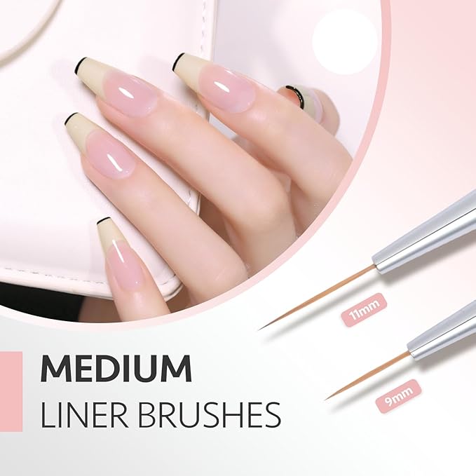 GAOY 5 Pcs Nail Art Liner Brushes, Thin French Liner, Nail Design Tools for Nail Detail Painting, for Nail DIY-Velvo Beauty