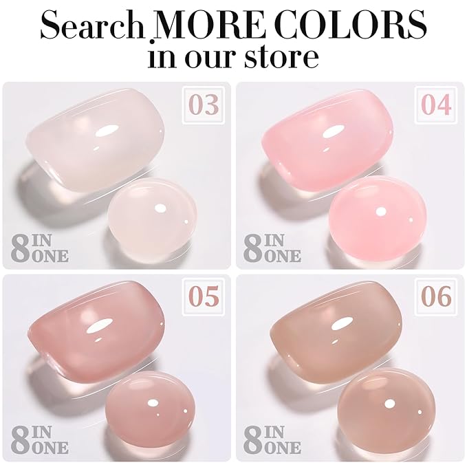 Double Rhythm Clear Gel Nail Polish 15ml Nail Strengthener Builder in a Bottle Nail Extension Hard Gel Soak Off Long Lasting UV Gel (Pale Nude 8 in 1-10)-Velvo Beauty