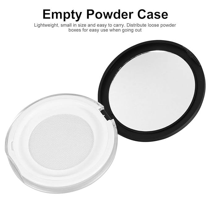 Loose Container 2pcs Loose Containers with Elasticated Net Sifter, Mirror and Puff 5g Loose Compact Case Case for DIY Makeup and Travel ( Black ) Travel Container-Velvo Beauty