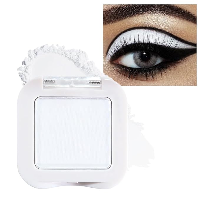 evpct Matte White Eyeshadow Singles, White Matte Cream Powder Eye Shadow Palette Makeup for Older Women, High Pigment Waterproof Monochrome Mini Eyeshadow Palette, sombra de ojos-Velvo Beauty