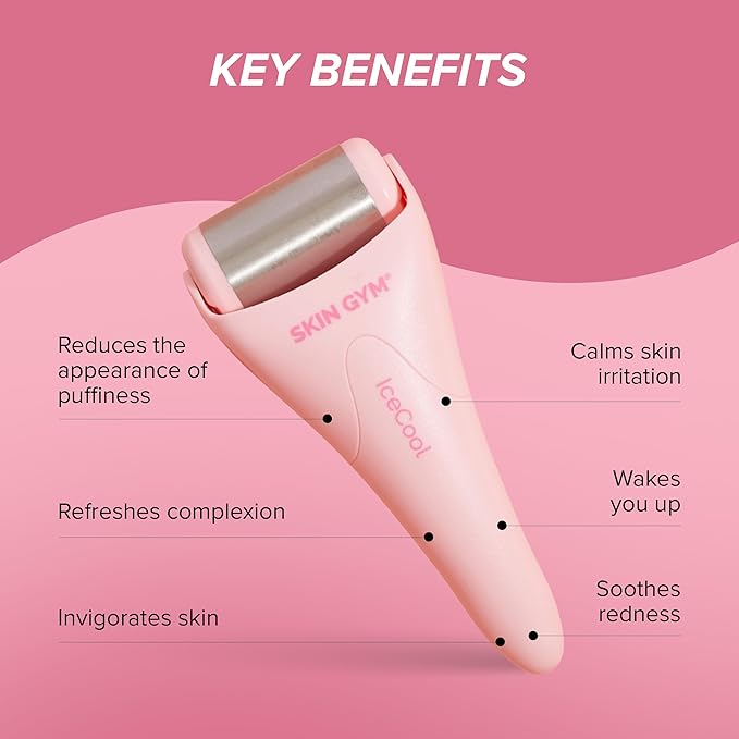 SKIN GYM IceCool Ice Roller, Stainless Steel Cryo Facial Tool for Puffiness and Redness Relief-Velvo Beauty