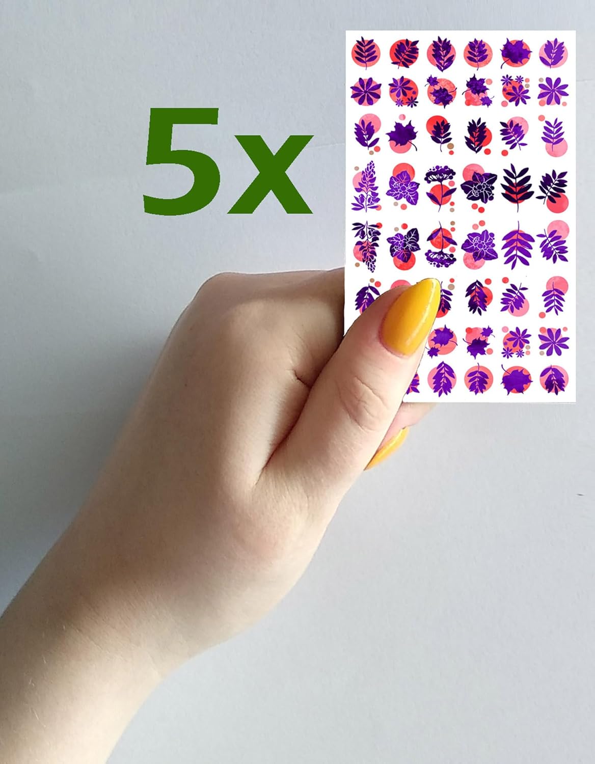 Nail Stickers Decal Transfers (5 Sheets) FLONZNAIL Funny Color Small Leaves Vintage Style-Velvo Beauty