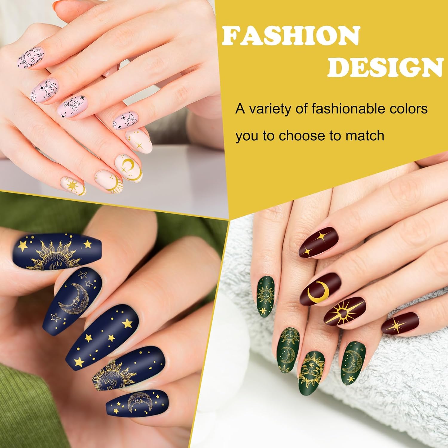 Whaline 6Pcs Sun Moon Star Nail Plates Stamping Set Groovy Stamp Templates Nail Art Plates for DIY Print Manicure Salon Design Gift Supplies-Velvo Beauty