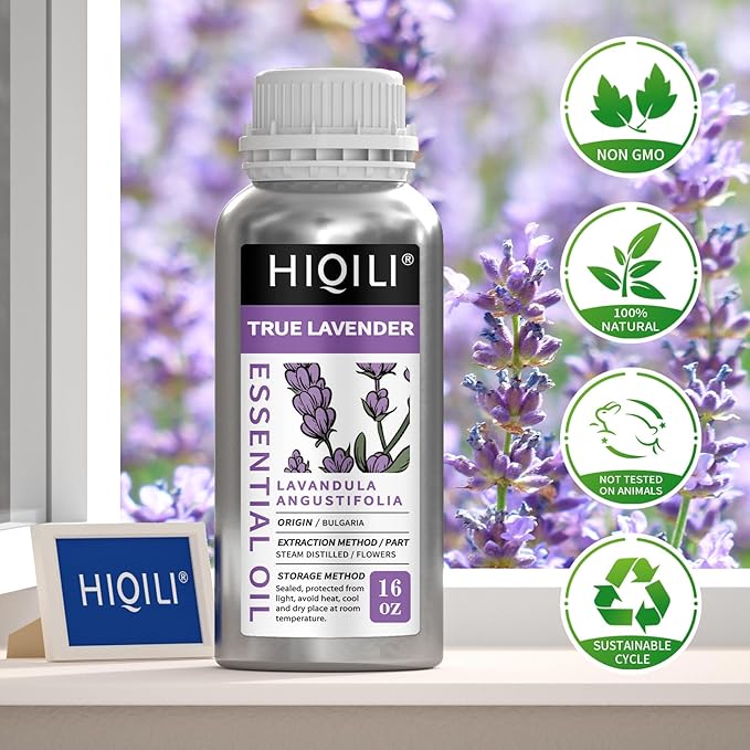HIQILI 16 Ounces Lavender Essential Oil Pure, 100% Natural for Aromatherapy Diffuser, Skin Care, Hair, Includes Premium Glass Dropper-16 Fl Oz-Velvo Beauty