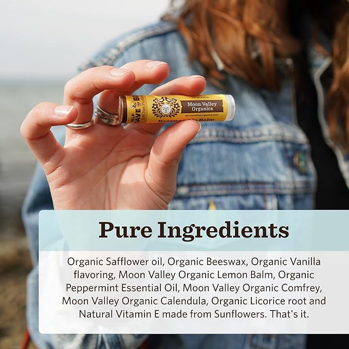 Moon Valley Organics Beeswax Lip Balm for Moisturizing Lips and Cuticles (COOL MINT VANILLA, 1-Pack)-Velvo Beauty