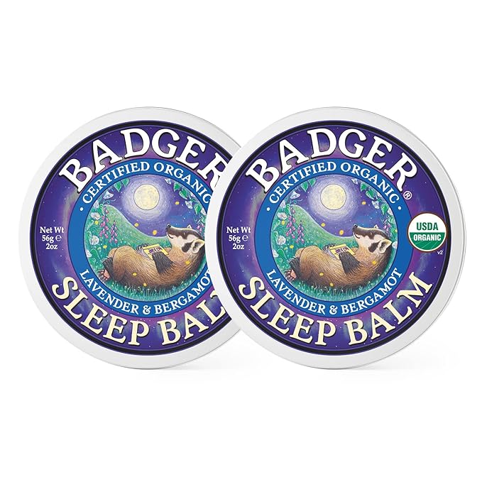 Badger - Sleep Balm, Lavender & Bergamot, Natural Sleep Balm, Scented Relaxing Balm for Children and Adults, Calming Night Balm, Organic Sleep Balm, 2 oz (2 Pack)-Velvo Beauty