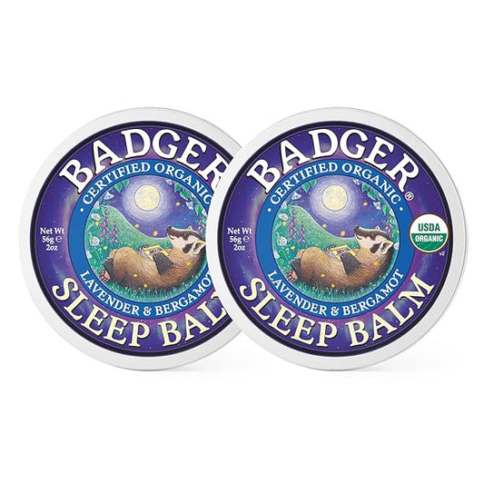 Badger - Sleep Balm, Lavender & Bergamot, Natural Sleep Balm, Scented Relaxing Balm for Children and Adults, Calming Night Balm, Organic Sleep Balm, 2 oz (2 Pack)-Velvo Beauty