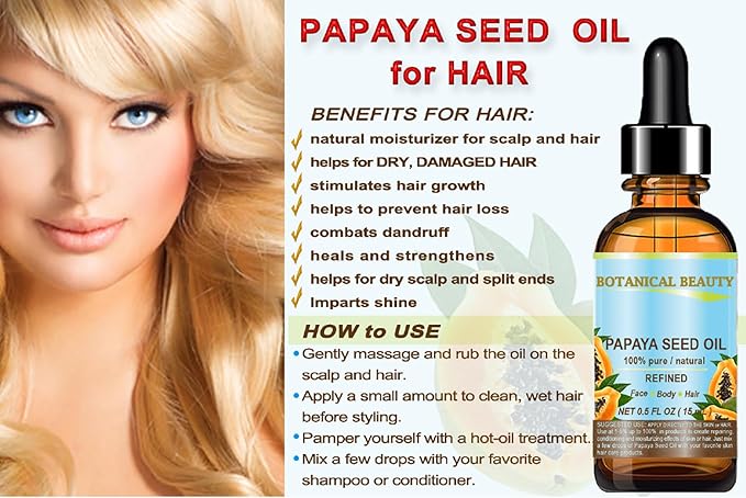 PAPAYA SEED OIL. 100% Pure / Natural / Undiluted /Refined Cold Pressed Carrier Oil. 0.5 Fl.oz.- 15 ml. For Skin, Hair And Lip Care.-Velvo Beauty
