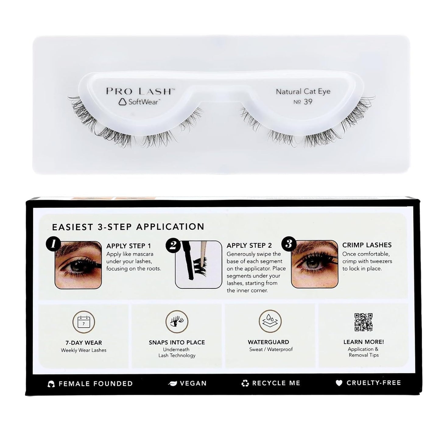 Pro Lash SoftWear Clean Girl Mini Lash Clusters Kit - Natural-Looking, Lightweight Lashes - 7-Day Cluster Eyelash Extensions - Waterproof Lashes Clusters - Single Set - Cat Eye No. 39-Velvo Beauty