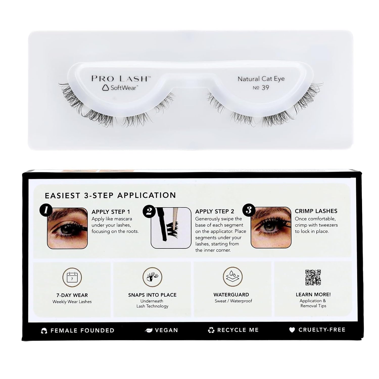 Pro Lash SoftWear Clean Girl Mini Lash Clusters Kit - Natural-Looking, Lightweight Lashes - 7-Day Cluster Eyelash Extensions - Waterproof Lashes Clusters - Single Set - Cat Eye No. 39-Velvo Beauty