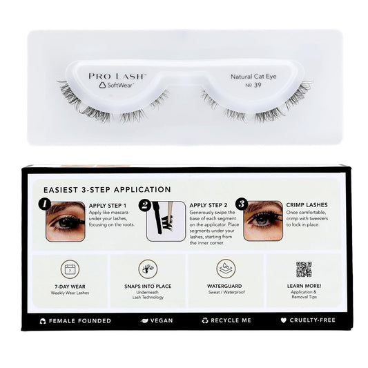 Pro Lash SoftWear Clean Girl Mini Lash Clusters Kit - Natural-Looking, Lightweight Lashes - 7-Day Cluster Eyelash Extensions - Waterproof Lashes Clusters - Single Set - Cat Eye No. 39-Velvo Beauty