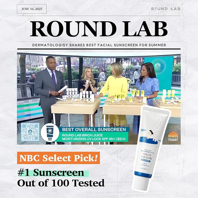 ROUND LAB Birch Juice Moisturizing UV LOCK SPF 45 | NBC No1 SPF, Glow Sunscreen for Daily Skincare, Non-toxic, UV Protection, Lightweight, Oil-Free, Organic, Korean Sunscreen (1.69 Fl Oz)-Velvo Beauty