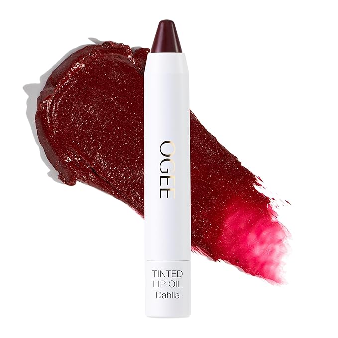 Ogee Tinted Sculpted Lip Oil - Lip Stain Made with 100% Organic Coconut Oil, Jojoba Oil, and Vitamin E - Best as Lip Balm, Lip Color or Lip Treatment - DAHLIA-Velvo Beauty