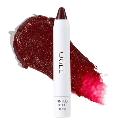 Ogee Tinted Sculpted Lip Oil - Lip Stain Made with 100% Organic Coconut Oil, Jojoba Oil, and Vitamin E - Best as Lip Balm, Lip Color or Lip Treatment - DAHLIA-Velvo Beauty