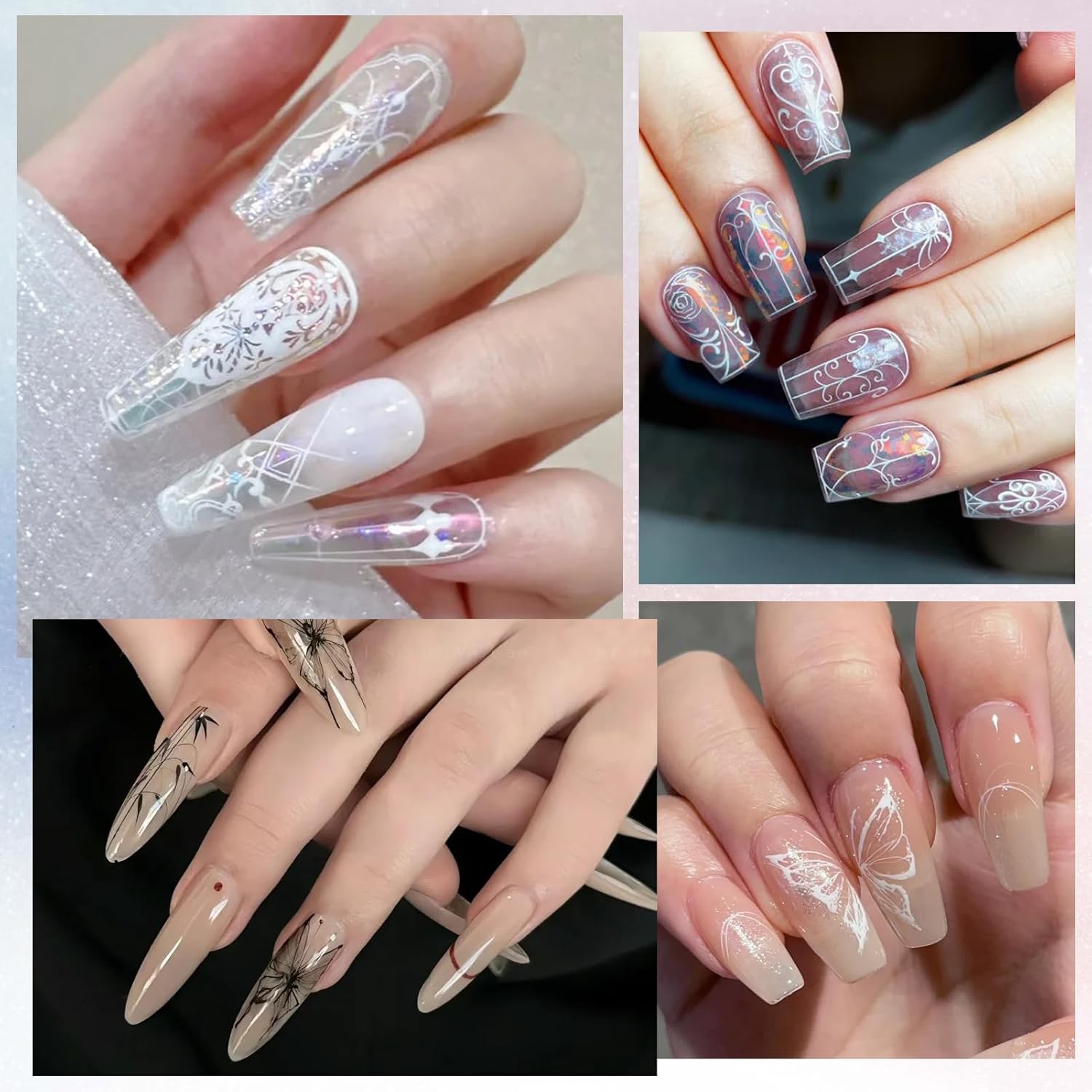 BORN PRETTY Stamping Temeplates Set,Butterfly Necklace Leopard Print Theme Nail Image Plates Nail Art Stamping Plate Manicuring DIY Printing Tools 4PCS-Velvo Beauty