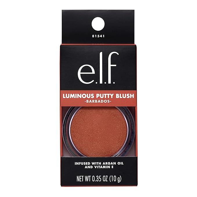 e.l.f. Luminous Putty Blush, Putty-to-Powder, Buildable Blush With A Subtle Shimmer Finish, Highly Pigmented & Creamy, Vegan & Cruelty-Free, Barbados-Velvo Beauty