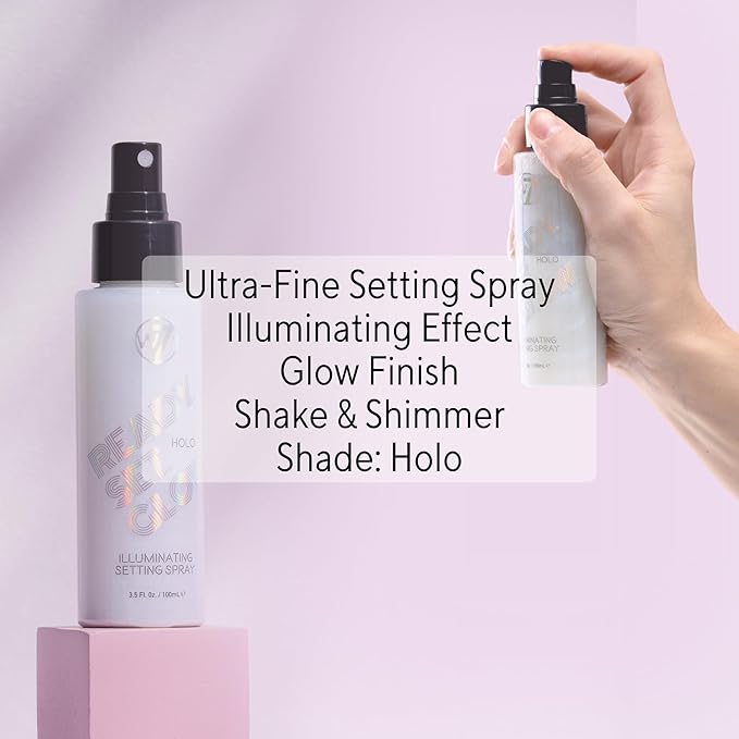 W7 Ready Set Glow Makeup Setting Spray - Shimmer Finish - Long-Lasting, Ultra-Fine Formula (Holo)-Velvo Beauty