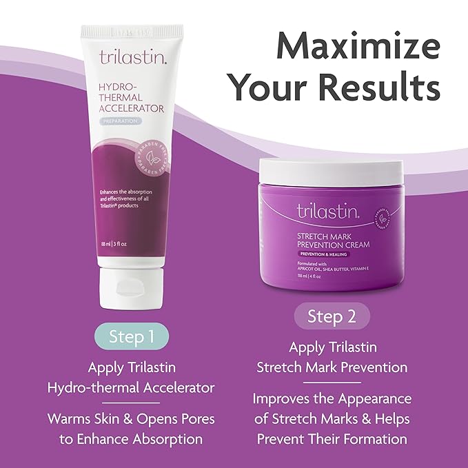 TriLASTIN Maternity Stretch Mark Cream for Pregnancy - 4 fl oz - Paraben-Free & Hypoallergenic - Prevents Stretch Marks & Improves Elasticity - Shea Butter & Belly Cream for Pregnant Women-Velvo Beauty