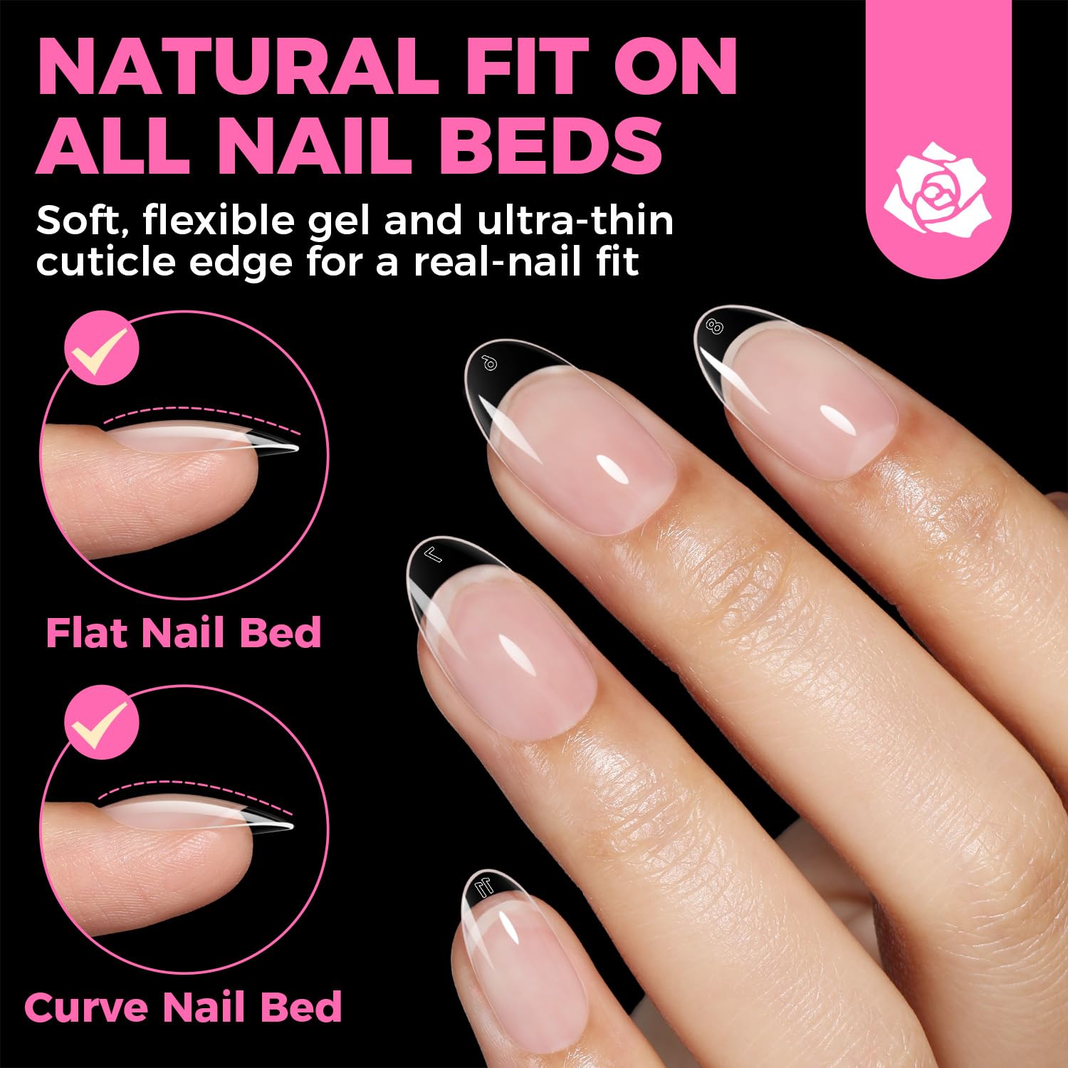 UNA GELLA Oval Fake Nails Pre-shape 504pcs Almond Gel Nail Tips Round Almond Press on Nails for Full Cover Acrylic Round Oval Full Nails False Nails 12 Sizes False Soft Gel Tips-Velvo Beauty