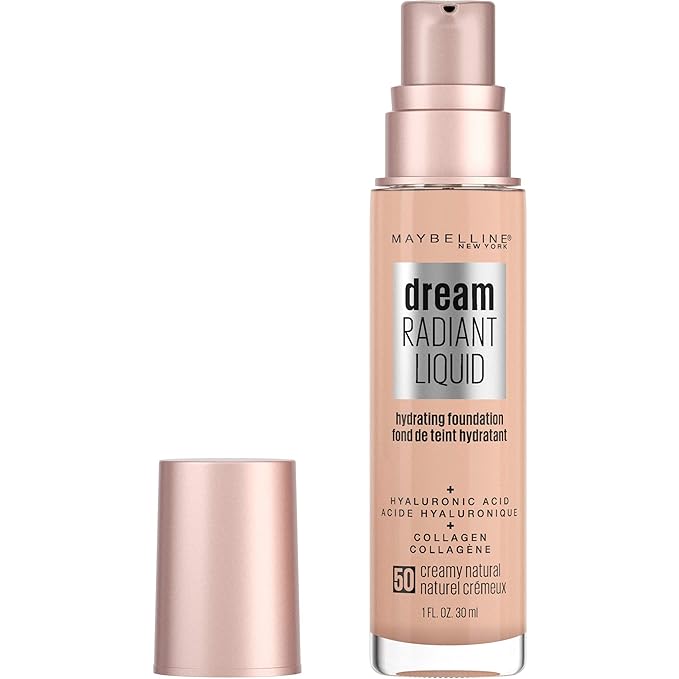 Maybelline Dream Radiant Liquid Medium Coverage Hydrating Makeup, Lightweight Liquid Foundation, Creamy Natural, 1 Count-Velvo Beauty