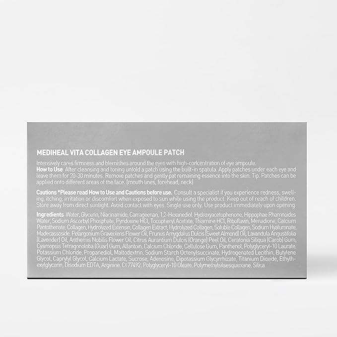 Mediheal Vita Collagen Under Eye Patches for - Korean Hydrogel Eye Pads (60 patches) with 7 Vitamin & 5 Micro Collagen. Moisturizng & Non Irritating Eye Gel Mask. Sealing Cap Included.-Velvo Beauty