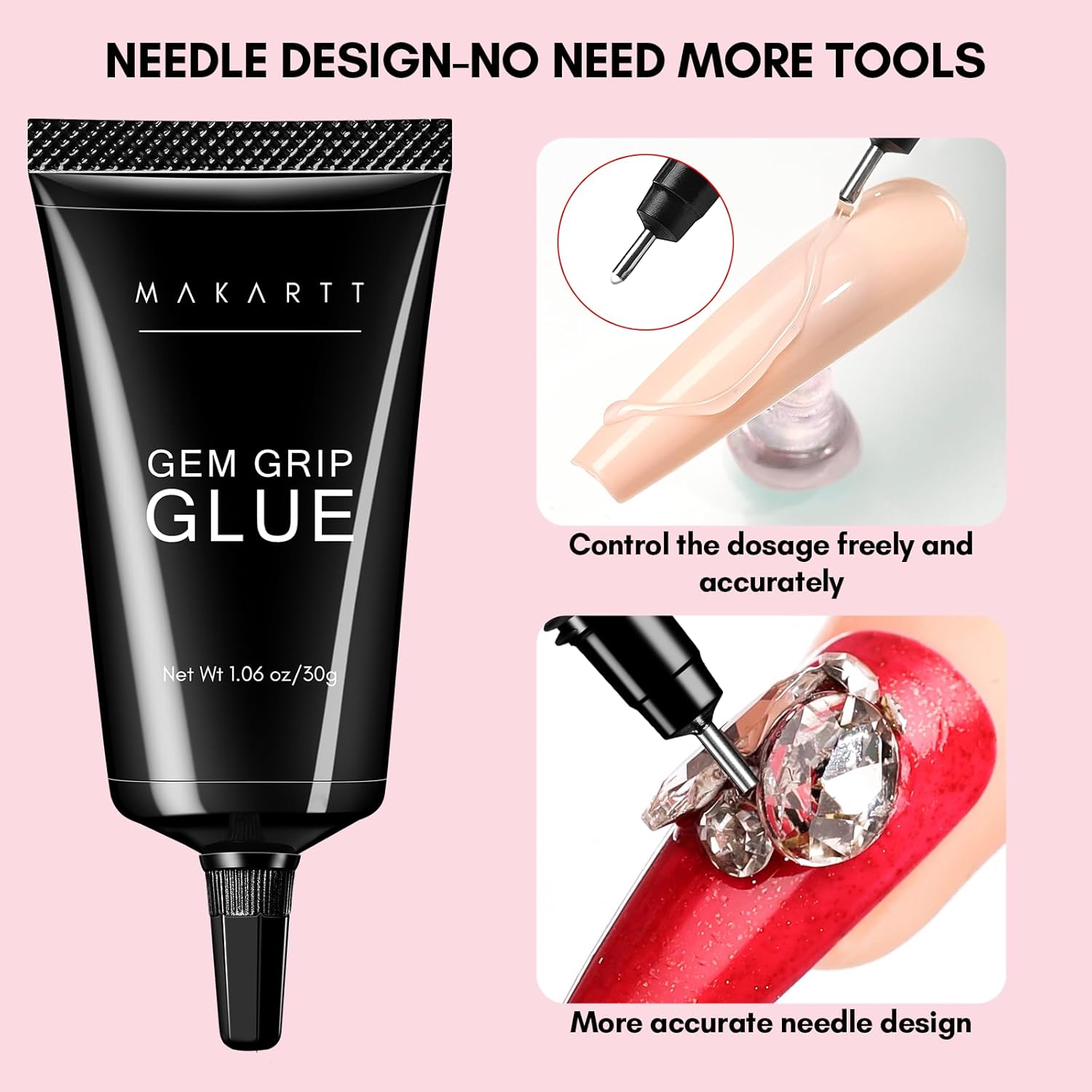 Makartt No Wipe Rhinestone Glue for Nails, 30G Super Strong Nail Charm Glue Bling Gel for 3D Decorations Nail Art Gems Jewelry Diamond for Nail Techs Supplies Beginners, Nail Lamp Required-Velvo Beauty