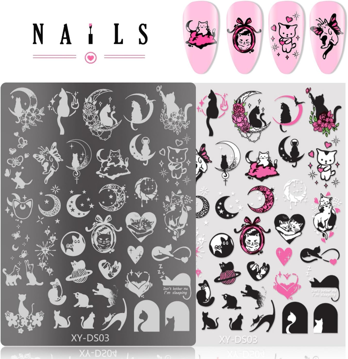 4Pcs Gothic Cute Nail Stamping Plate Set - Dark Kawaii Nail Art Templates, Stainless Steel Spooky Sweet Nail Stamp Plates with Skull & Lace Patterns for Halloween DIY Manicure Printing Tools-Velvo Beauty