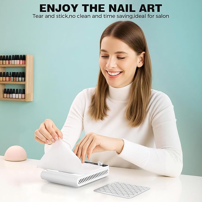 Rechargeable Nail Dust Collector, 980PA Portable Cordless Nail Vacuum Dust Collector Fan with Filter Papers (30 Pcs) for Acrylic Nail Polishing & Manicure Pedicure at Nail Salon & Home - White-Velvo Beauty