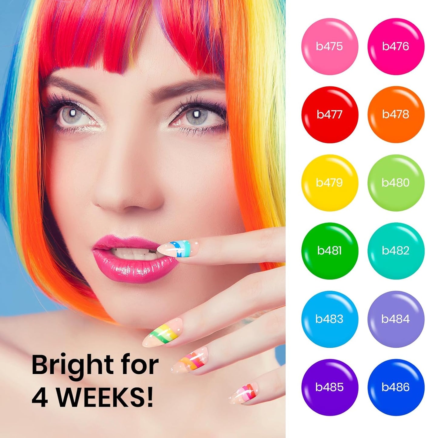 Beetles Summer Rainbow Nail Art Gel Liner Set, 12 Colors Neon Gel Nails Polish Pink Orange Blue Yellow Swirl Nails Built Thin Nail Art Brush in Bottle Soak Off Uv Lamp Manicure Salon Gifts for Women-Velvo Beauty