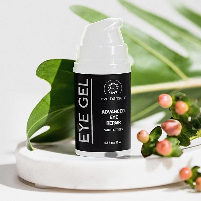 Eve Hansen Anti-Aging Eye Gel with Peptides | Under-Eye Cream With Plant Stem Cells, Hyaluronic Acid, Vitamin E | Cruelty-Free, Vegan, Made in USA .5 oz-Velvo Beauty