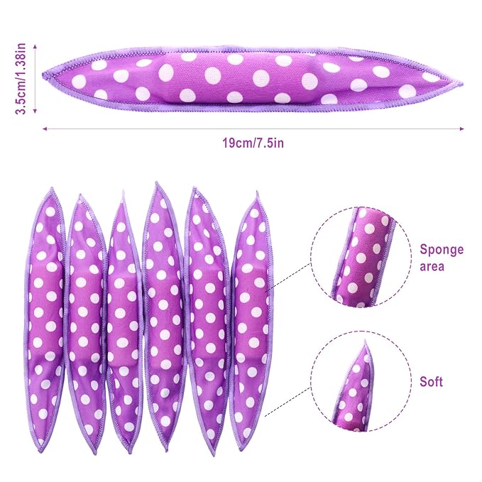 Bememo 40 Pieces Soft Curlers Hair Rollers Pillow Rollers for Hair Satin Sponge Curlers to Sleep in Overnight Heatless No Heat for Long Short Foam Rag Large Styling Tools(Purple)-Velvo Beauty