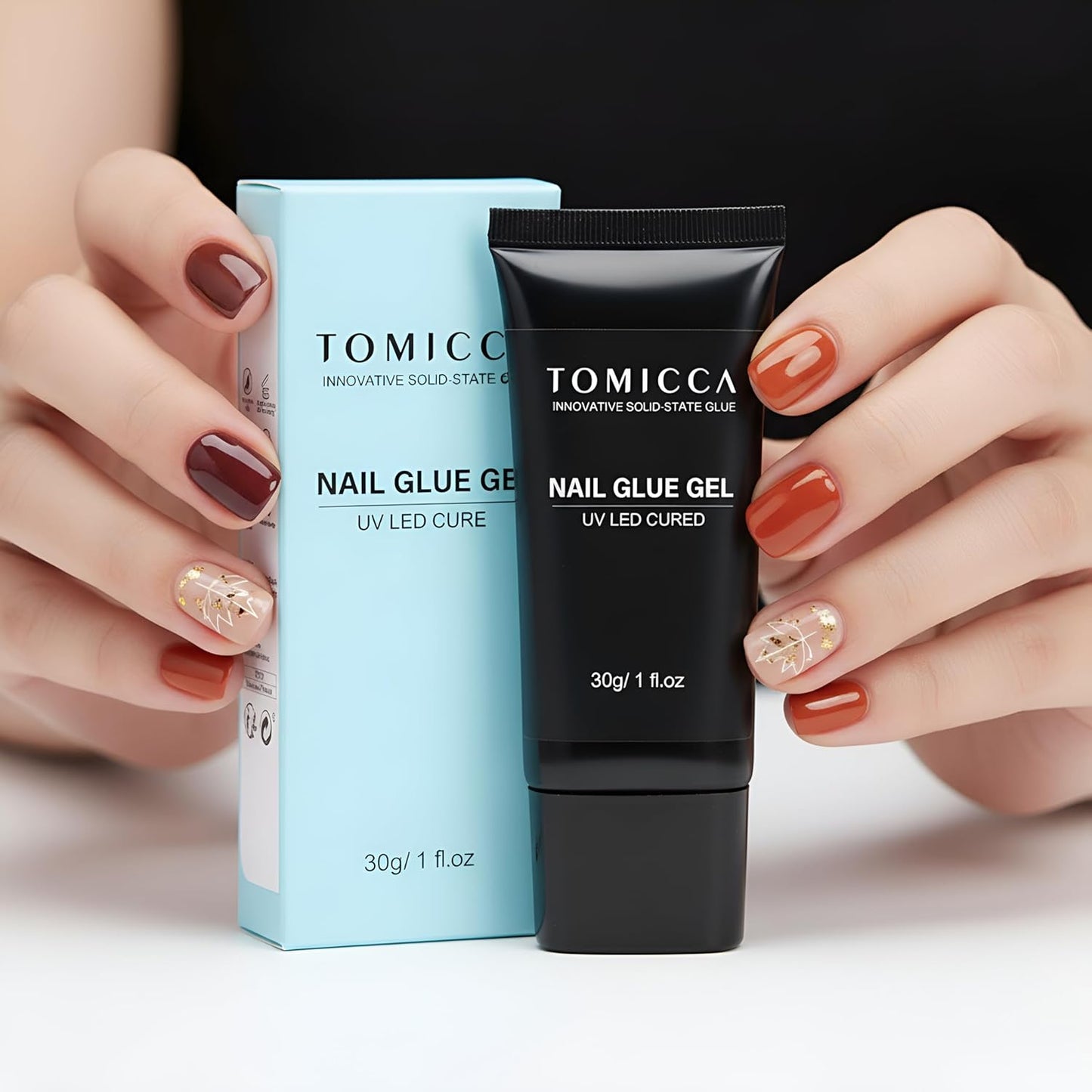 TOMICCA 4 in 1 Nail Glue for Press Ons 30g Gel Nail Glue Strong for Acrylic Nails Lamp Curing Needed UV-Velvo Beauty