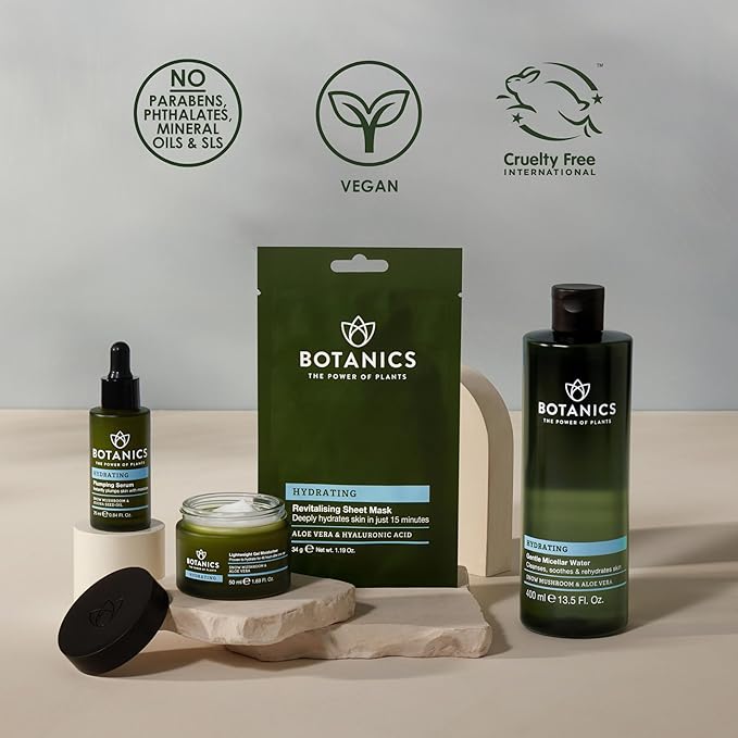Botanics Hydrating Serum - Skin Plumping Serum for Face & Long-Lasting Hydration - Enriched with Snow Mushroom - Vegan & Cruelty-Free (0.84 Fl Oz)-Velvo Beauty