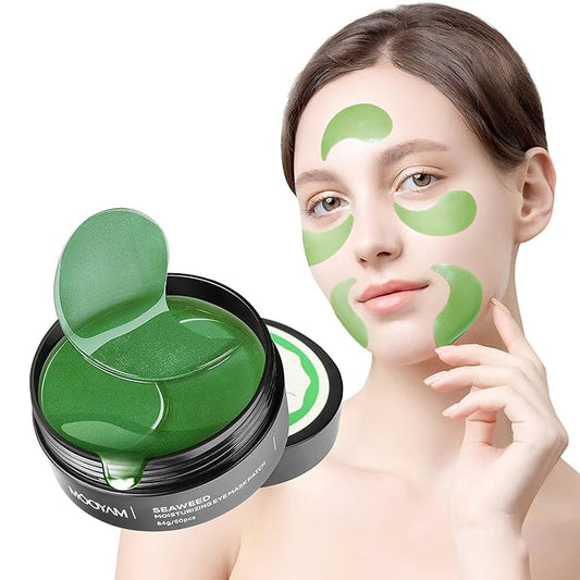 Eye Masks for Dark Circle Puffiness Dry Seaweed Eye Mask Puffy Eyes Undereye Patches Treatment 60 Pieces Collagen Eye Gel Mask Woman Men Hydrating Under Eye Mask Reduce Wrinkle Fine Line Revitalize-Velvo Beauty
