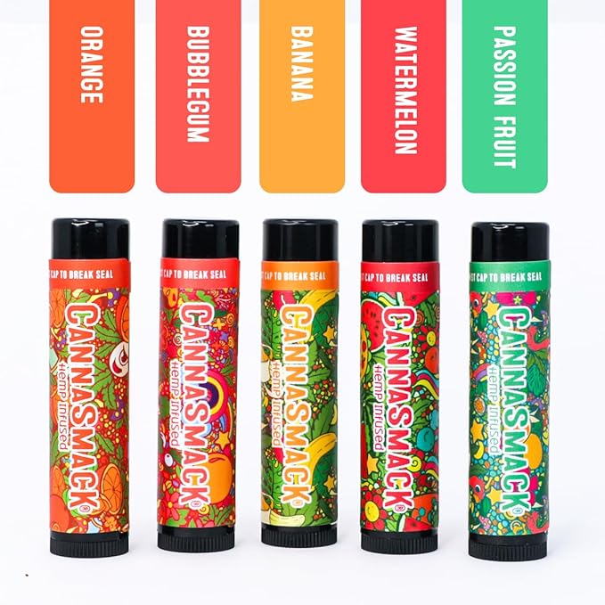 CannaSmack Vegan Hemp Lip Balm - 5 Flavors Included - Soothe, Moisturize, Hydrate, Protect, & Nourish Dry Chapped or Irritated Lips - Made with Hemp Seed Oil, Natural, & Botanical Ingredients-Velvo Beauty