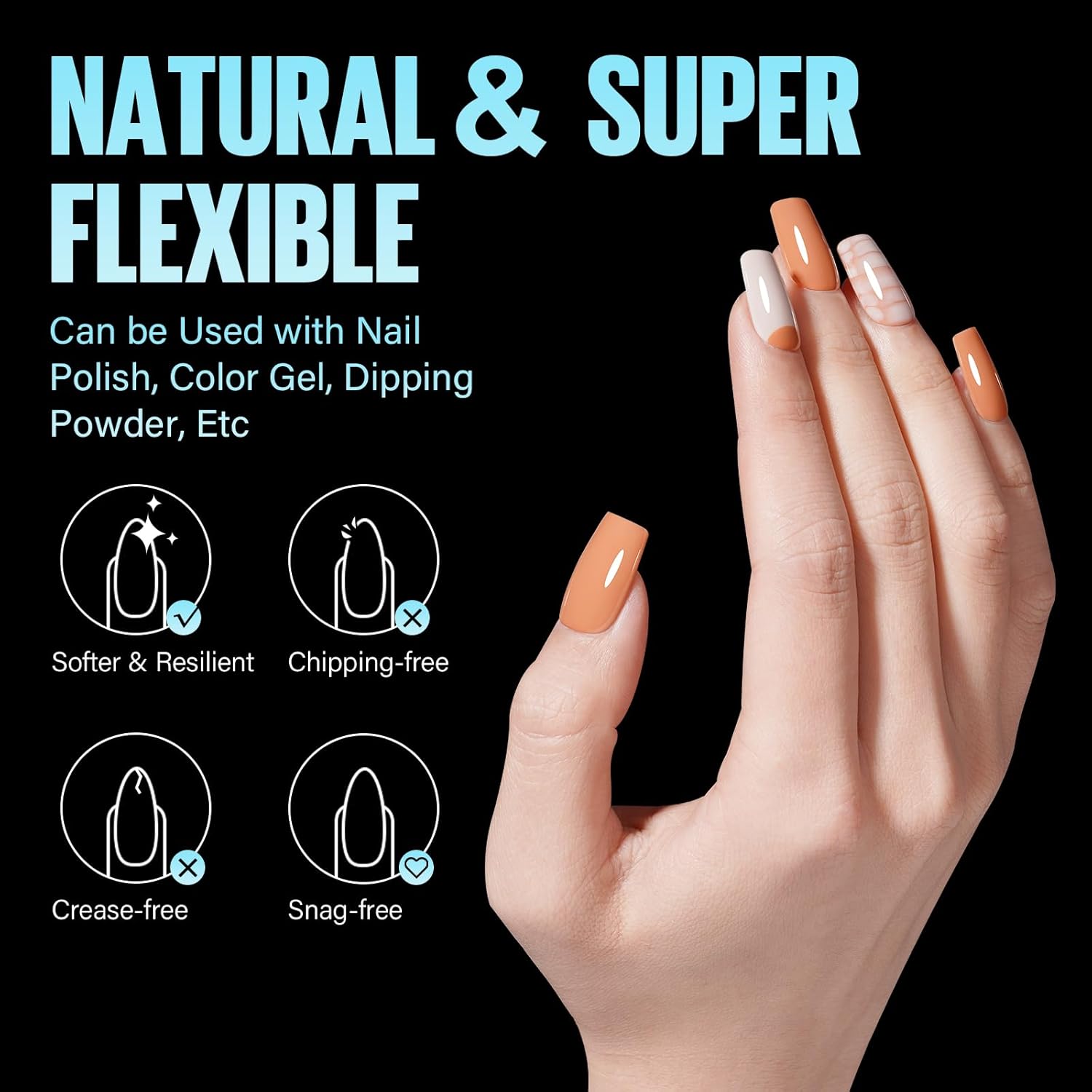 TOMICCA Short Square Nail Tips, 240Pcs Half Matte Press on Full Cover Acrylic Nails, 12 Sizes Soft Acrylic Fake Nail Tips for Nail Extension Art Home DIY Nail Salon-Velvo Beauty