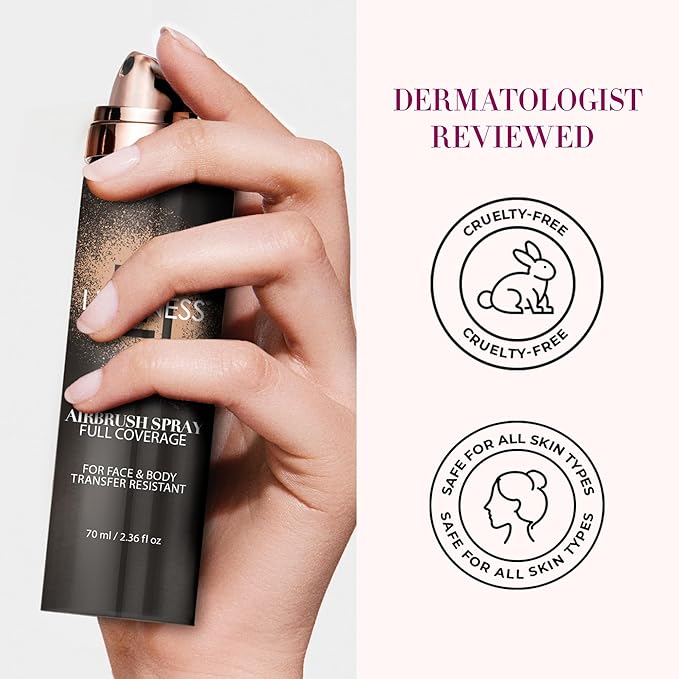 LUMINESS Spray Airbrush Foundation Makeup, Deep Rich Shade 150 - Lightweight, Full Coverage Foundation for Face, Neck, & Body - Concealer for Seamless Blending, Natural-Looking Finish, 2.36 fl oz-Velvo Beauty