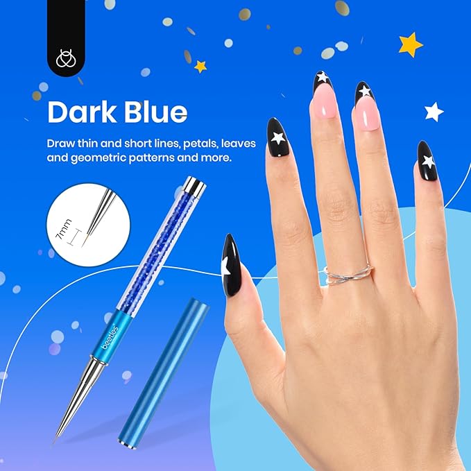 Beetles Gel Polish Nail Art Liner Brushes 5Pcs Painting Art Design Pen Set Diamond Application Rhinestone Handle Dotting Drawing Sizes 5 7 9 11 20mm Nail Design Gift for Women-Velvo Beauty