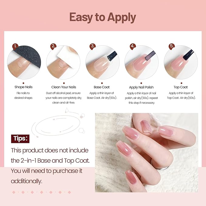 Jelly Nail Polish Set 6 Colors Nude Pink Pale Purple Jelly Quick Dry Nail Polish Set for Nail Art Manicure DIY Salon-Velvo Beauty