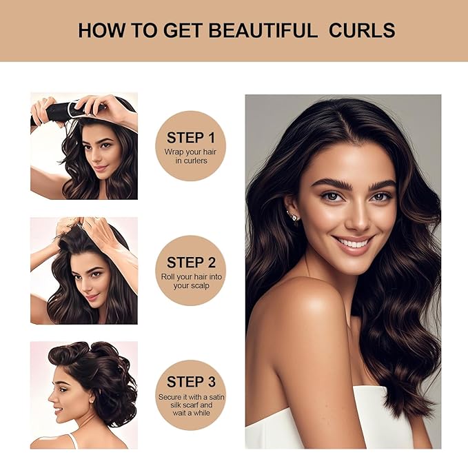 Heatless Curls Overnight Set - Jumbo Overnight Hair Curlers to Sleep In, Soft Velvet Hair Rollers for Women, No Damage Curls Styling Tools 3pcs-Velvo Beauty